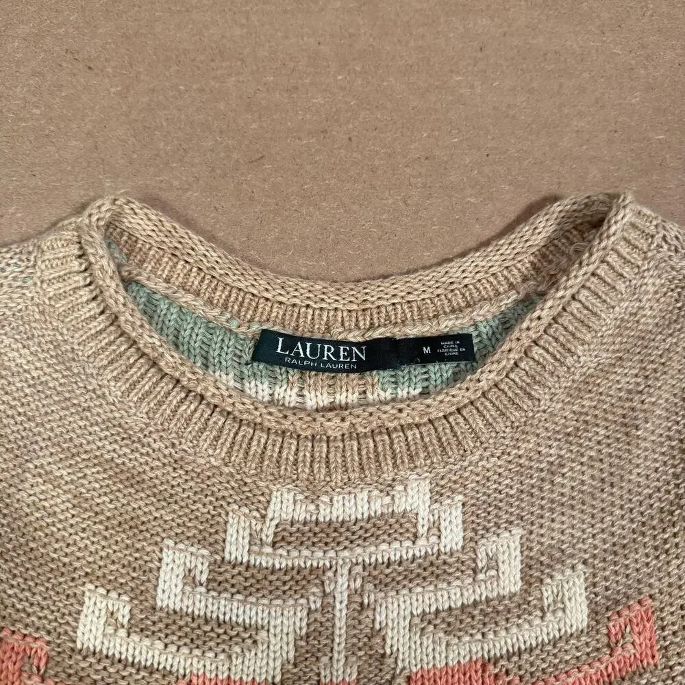 Lauren Ralph Lauren Knit Sweater Aztec Western Tribal Pattern Women’s Medium